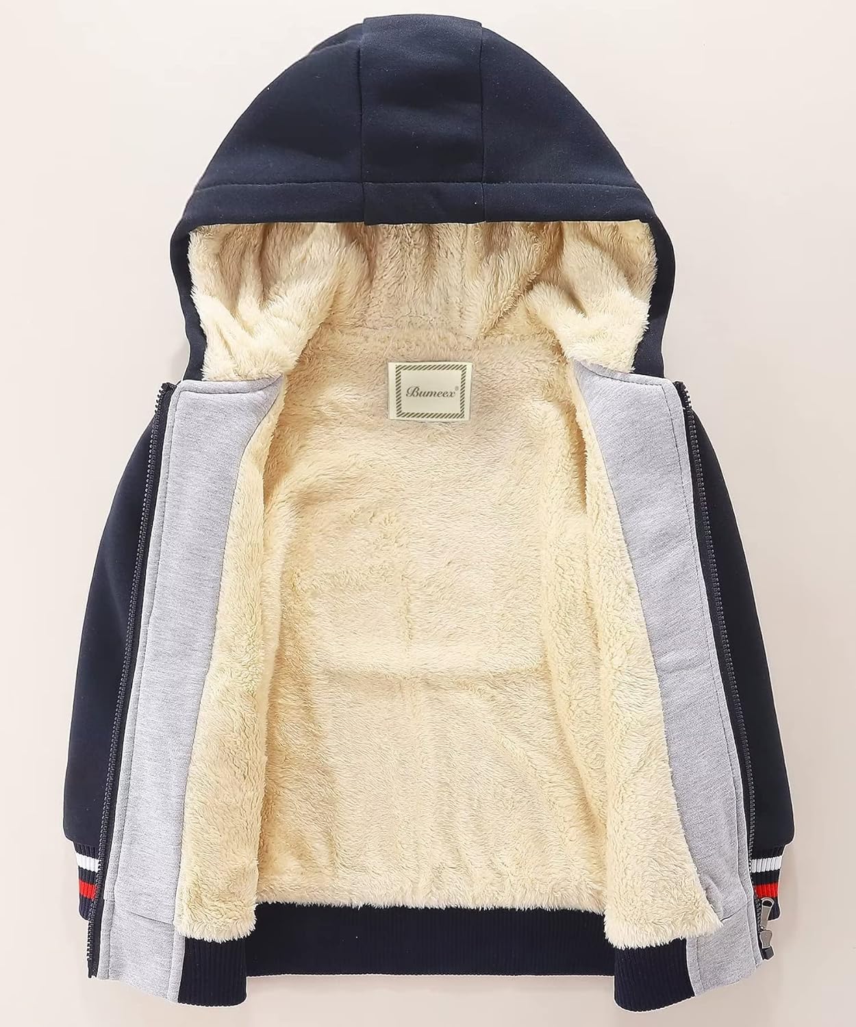 Bumeex Kids Boy's Girl's Sherpa Fleece Lined Jacket Spring Fall Winter Zip up Sweatshirt Hoodie