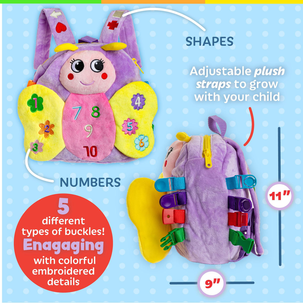 Buckle Toys, Blossom Butterfly Activity Backpack, Educational Learning