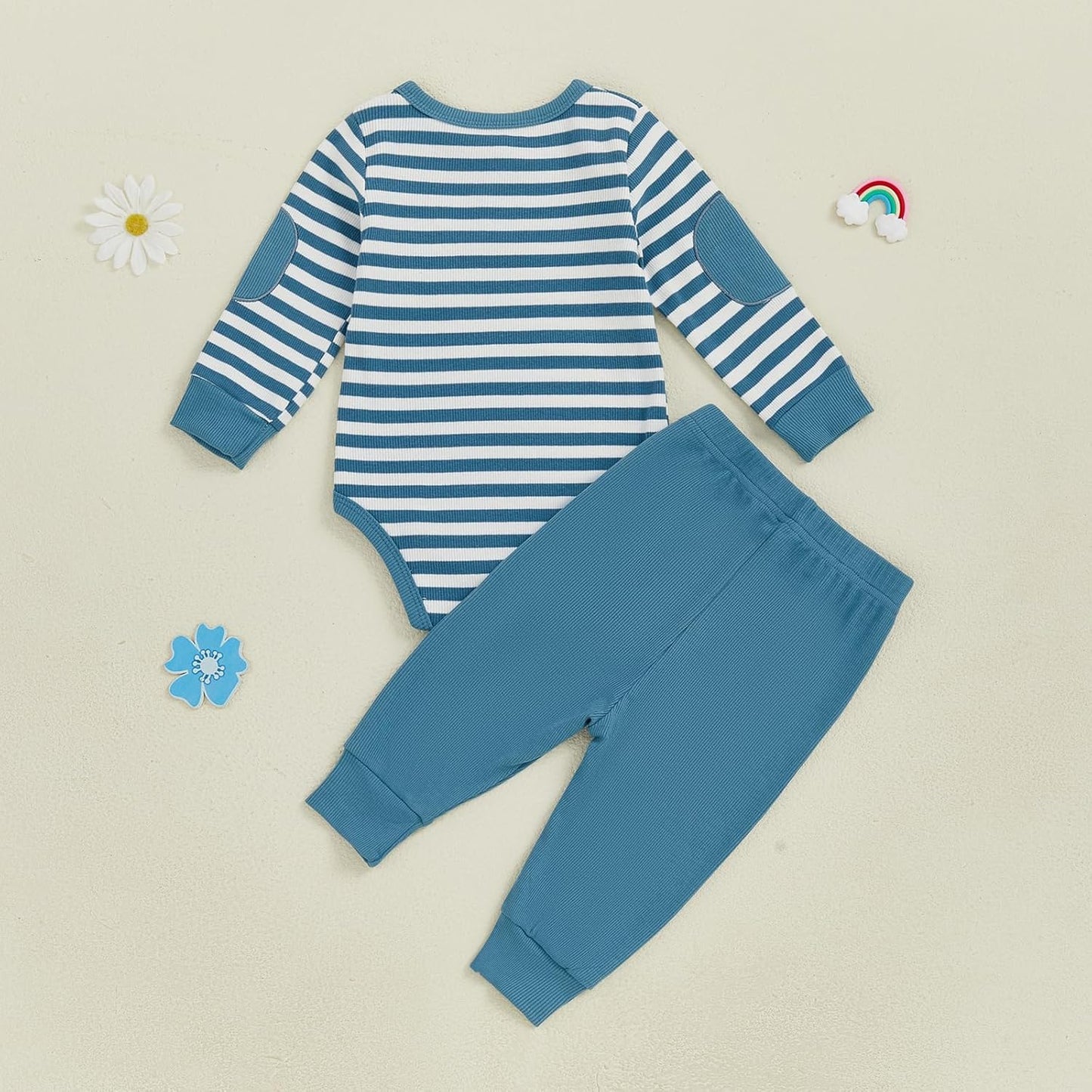 fhutpw Baby Boy Clothes 3 6 12 18 Months Ribbed Knitted Long Sleeve Romper and Pants Sets Newborn