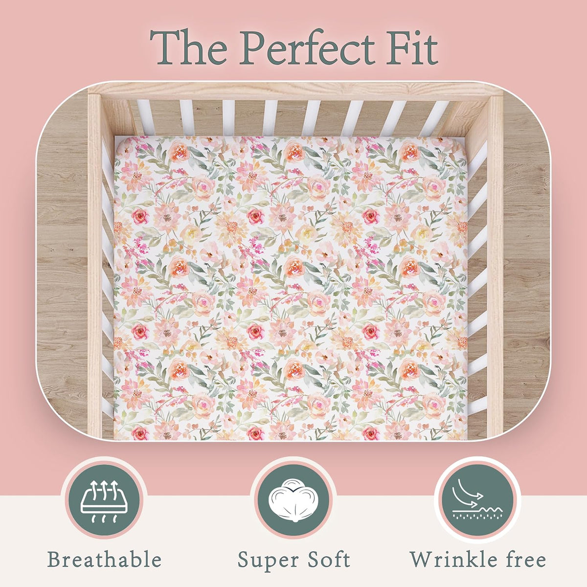 Baby Girls Crib Sheets | 2 Pack Floral Ultra-Soft Bedding for Crib Mattress and Toddler Beds