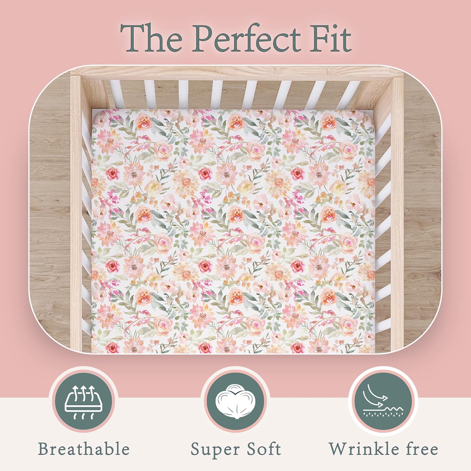 Baby Girls Crib Sheets | 2 Pack Floral Ultra-Soft Bedding for Crib Mattress and Toddler Beds
