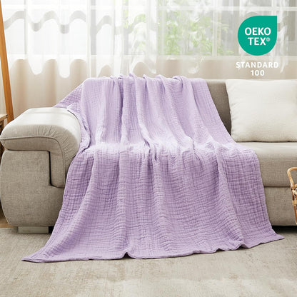 EMME Cotton Blanket Twin XL for Bed Soft Muslin Blankets 66"x90" Lightweight Breathable Layering