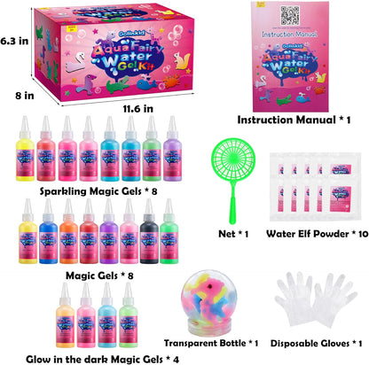 Magic Water Elf Toy Kit, 20 Bottles 24 Molds 70ML Aqua Fairy Water Gel Kit with Sparkling Magic Gel