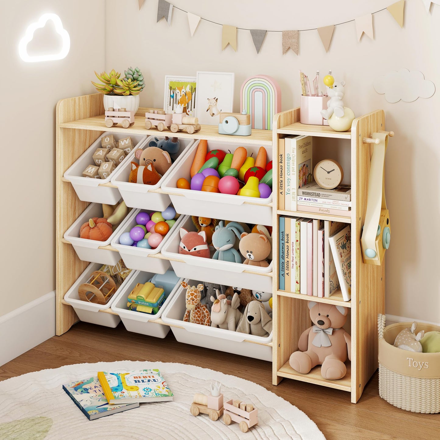 DOREROOM Toy Storage Organizer with Bookshelf, Kids Toy Storage and Organizers with 3 Shelves/9