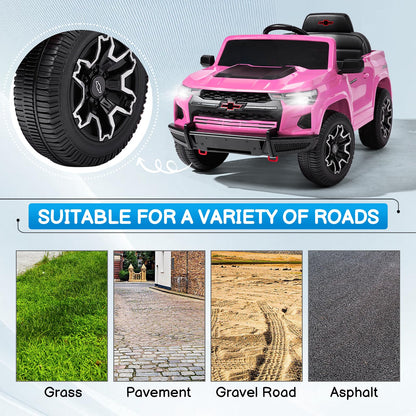 Winado 12V Licensed Chevrolet Colorado Electric Ride on Car for Kids, Pink
