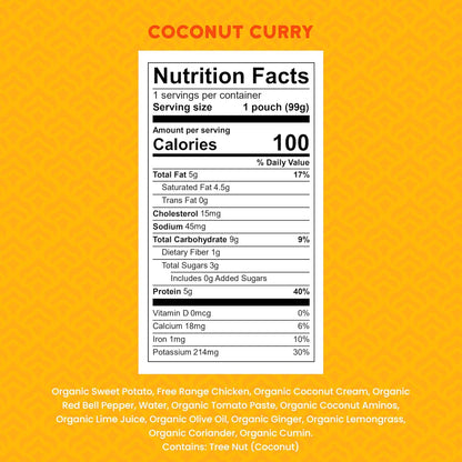 Serenity Kids 6+ Months World Explorers Coconut Curry Chicken Baby Food Pouch - BPA-Free Pouches
