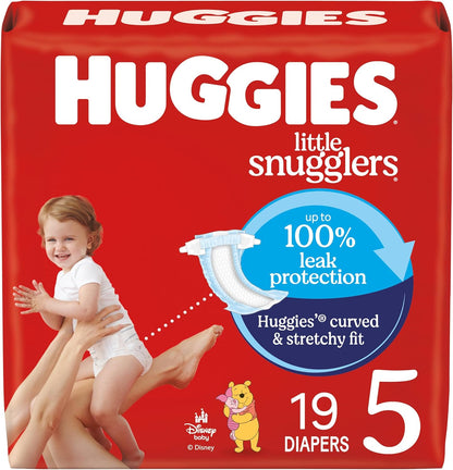 Huggies Size 5 Diapers, Little Snugglers Baby Diapers, Size 5 (27+ lbs), 19 Count, Packaging May