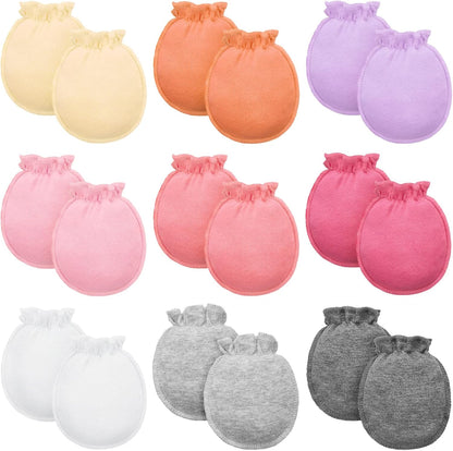 9 Pairs Newborn Baby Boys Girls Mittens 0-6 Months Infant Toddler Mittens No Scratch Solid Color