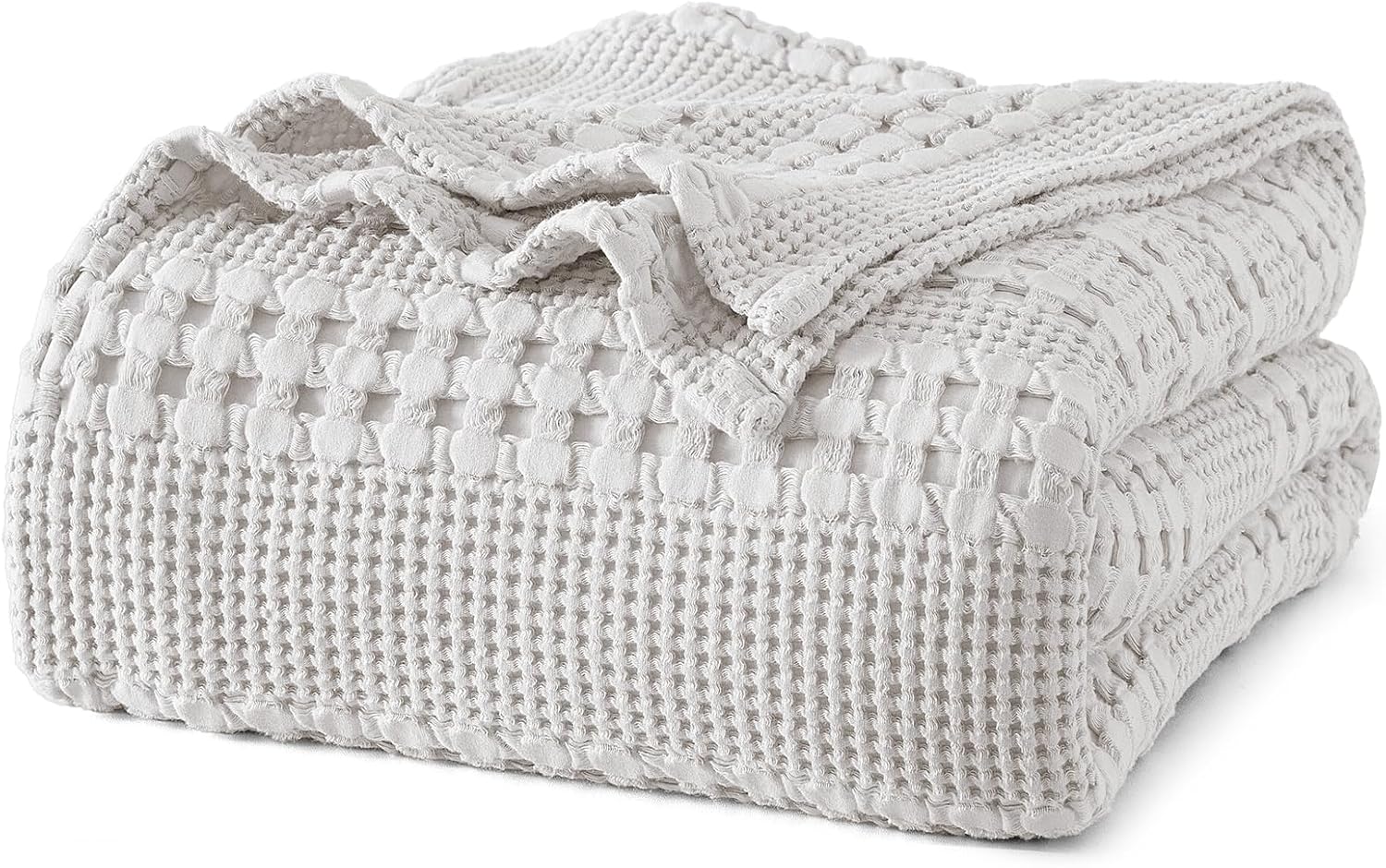 PHF 100% Cotton Waffle Weave Blanket Queen Size, Soft Lightweight Breathable Cozy Summer Blankets