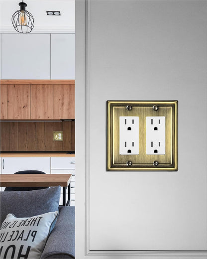 Double Decorator Wall Plates,Metal Electrical Outlet Covers for Receptacles, Dimmer Switches, GFCI