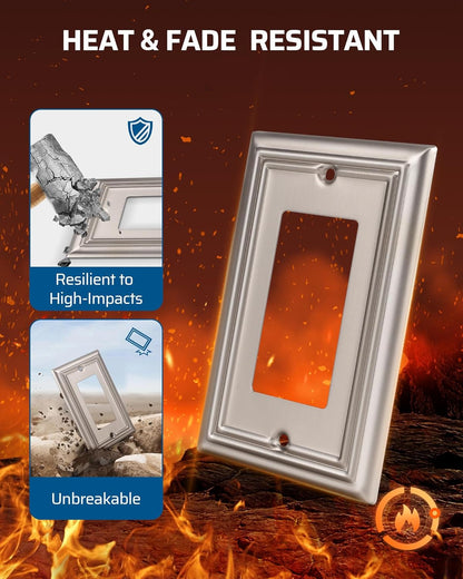 DEWENWILS Single Toggle Wall Plates, Brushed Nickel Metal Light Switch Cover Plates, 4.92" x 3.14"