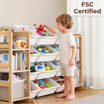 Toy Storage Organizer with Bookshelf and Stuffed Animal Storage - Kids Playroom Organization with