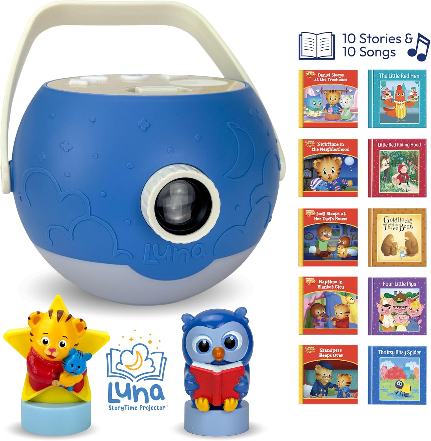 Kids Book Projector – 5 Daniel Tiger & 5 Classic Read-Aloud Stories, 10 Songs & Night Light &