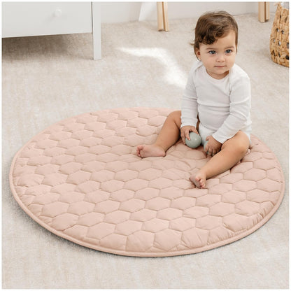 Comfy Cubs Round Kids Play Mat - Small 36 inches Soft Quilted Baby Floor Mat with Non-Slip Bottom