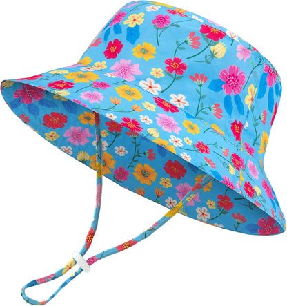 Baby Sun Hat Kids Summer UPF 50+ Toddler Bucket Hat Wide Brim Adjustable Beach Hats for Boys Girls