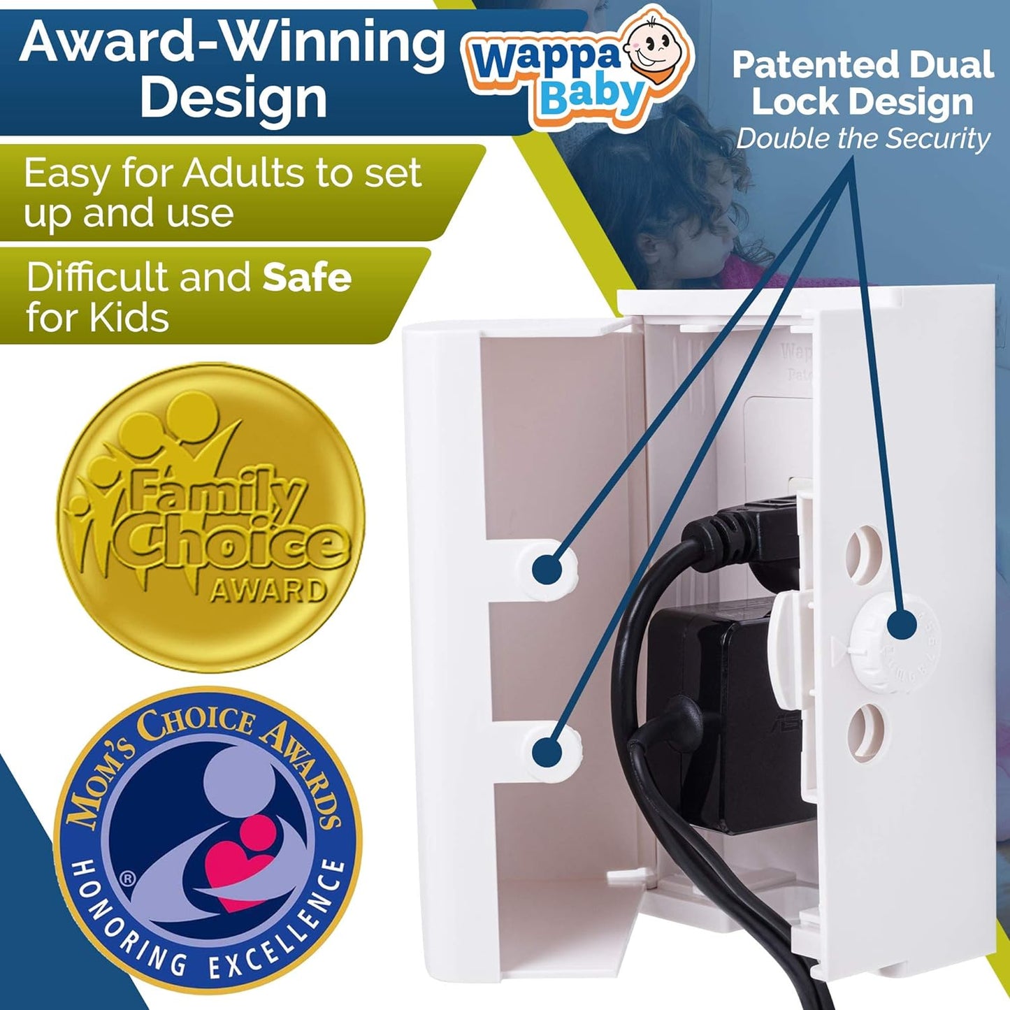 Baby Safety Outlet Cover Box (2 Pack) Double Lock for Much Better Toddler Proofing, Easier