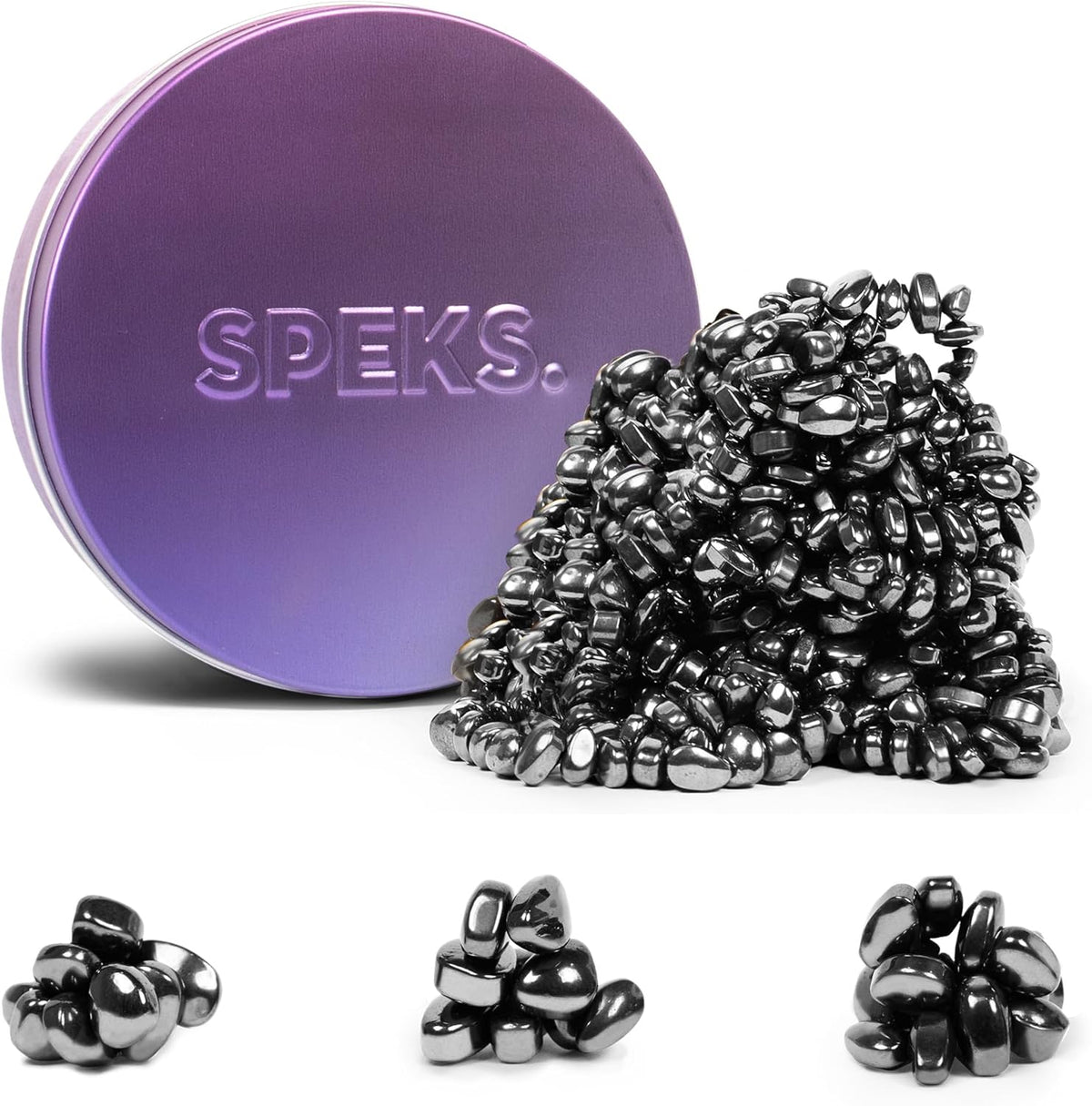 Speks Crags Ferrite Putty | Over 500 Smooth Ferrite Stones in a Metal Tin | Fun Quiet Fidget Toys