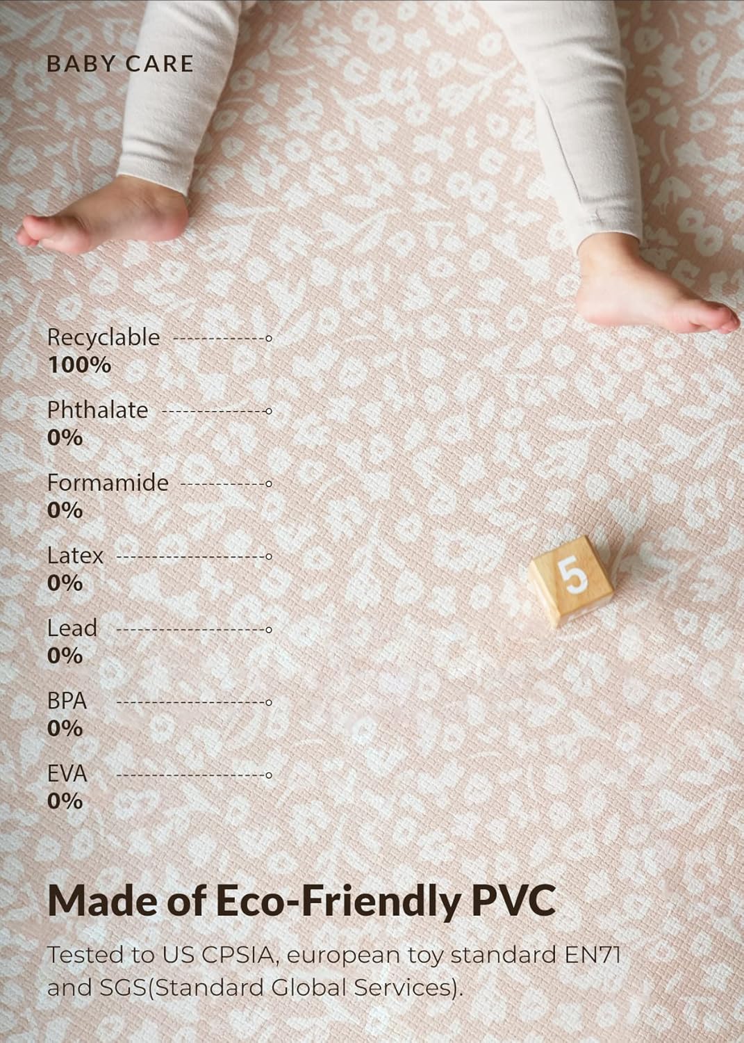 Baby Care Play Mat (Large, Hygge - Bloom & Entry) 82'' x 55'' Original One-Piece Reversible