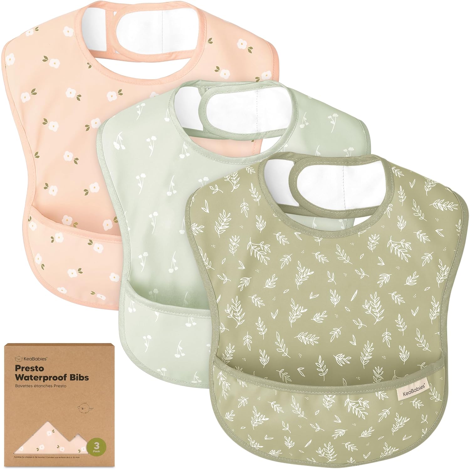 3-Pack Waterproof Baby Bibs for Eating - Lightweight Toddler Feeding Bibs with Large Food Catcher
