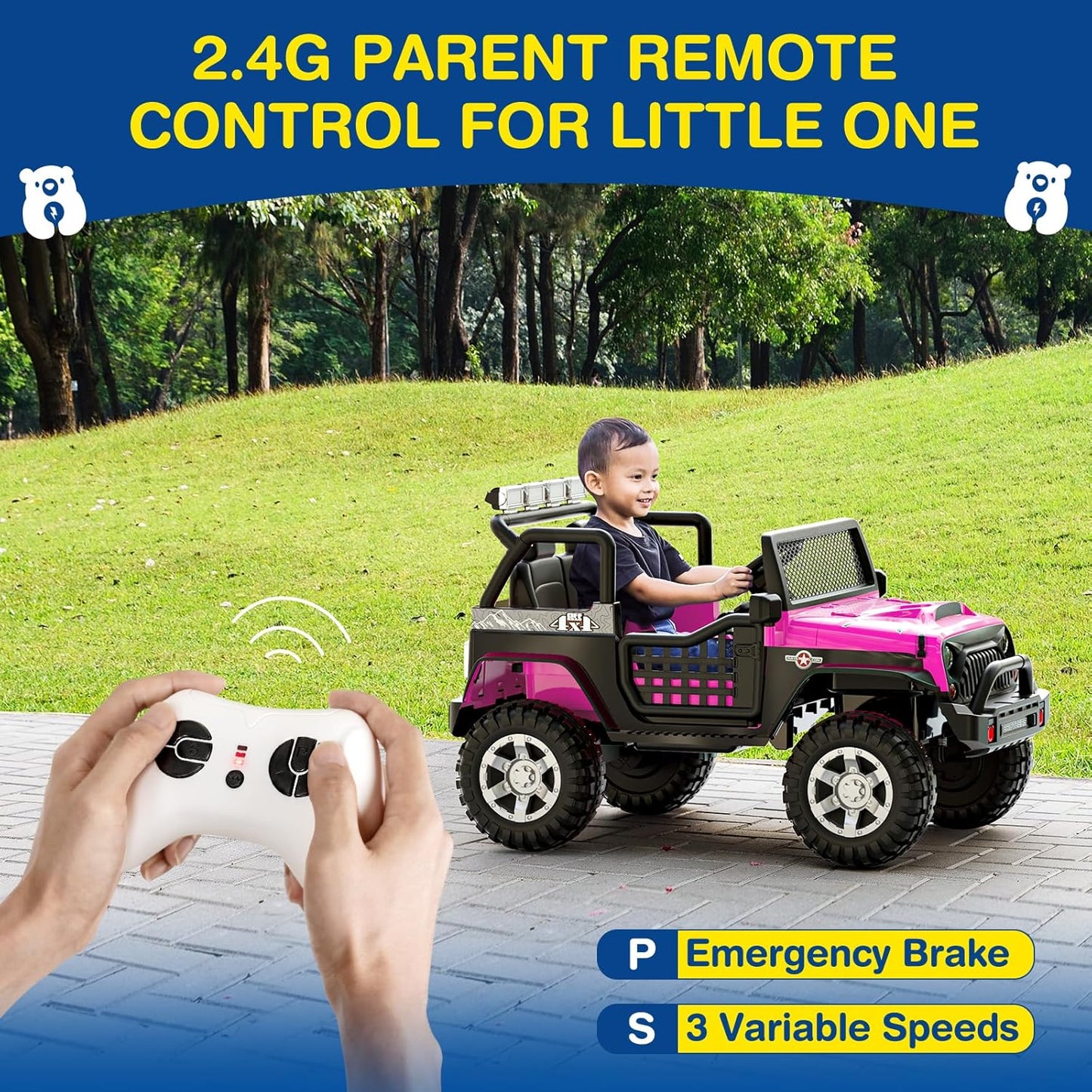 L8 2 Seater Ride On Car, 12V Kids Electric Car w/Remote Control, 4-Wheel Suspension, Bluetooth