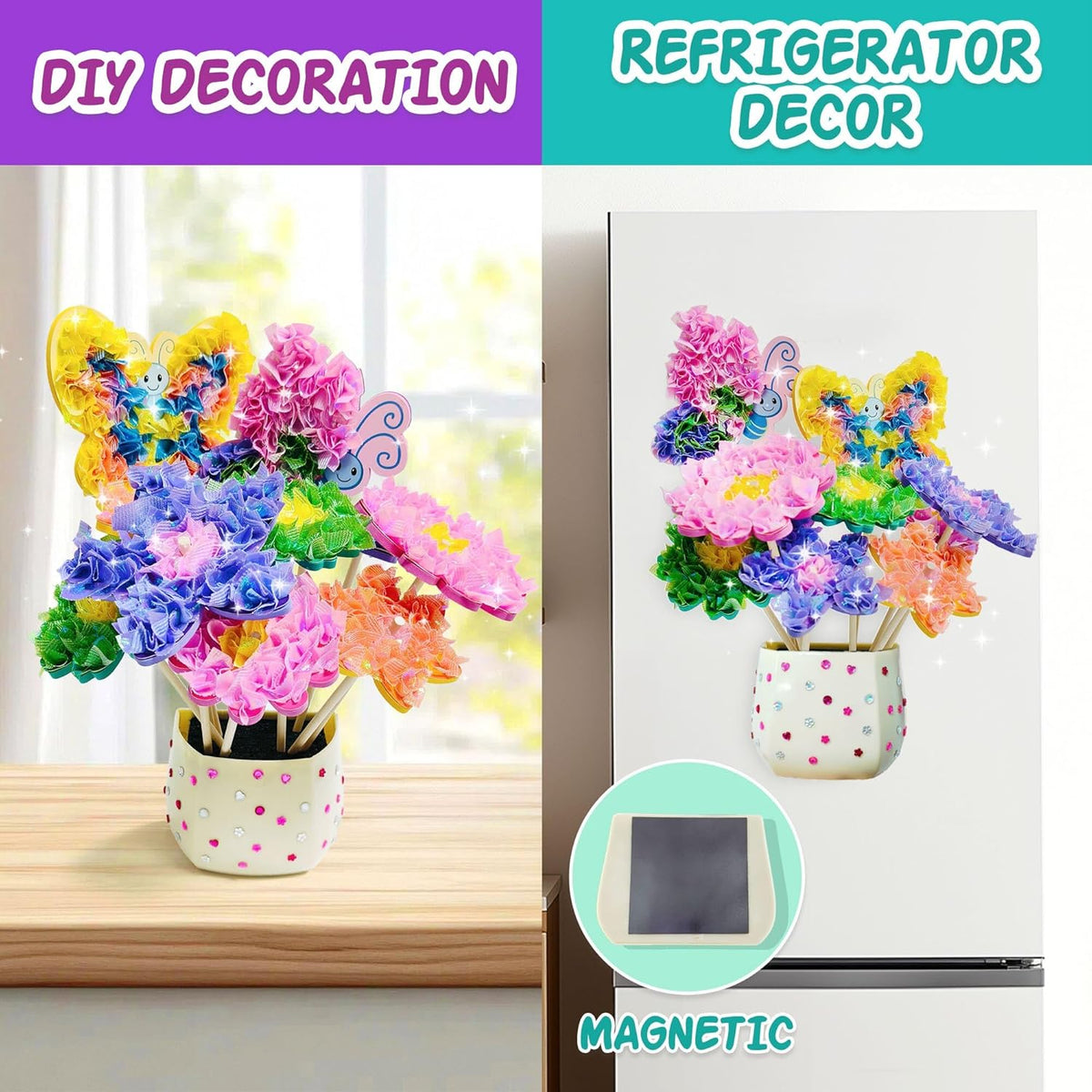 AGENTLAN Art & Craft Activity, Poke Fun Flower Bouquet Craft Kit, Fun & Easy Art Kits for Kids, DIY