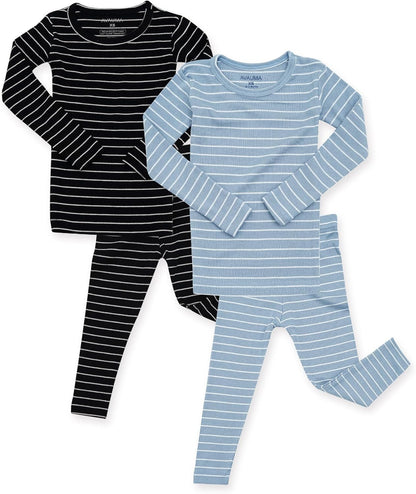 AVAUMA Stripe Pattern Baby Boys Girls Pajama Set Kids Toddler Snug fit Ribbed Sleepwear pjs for