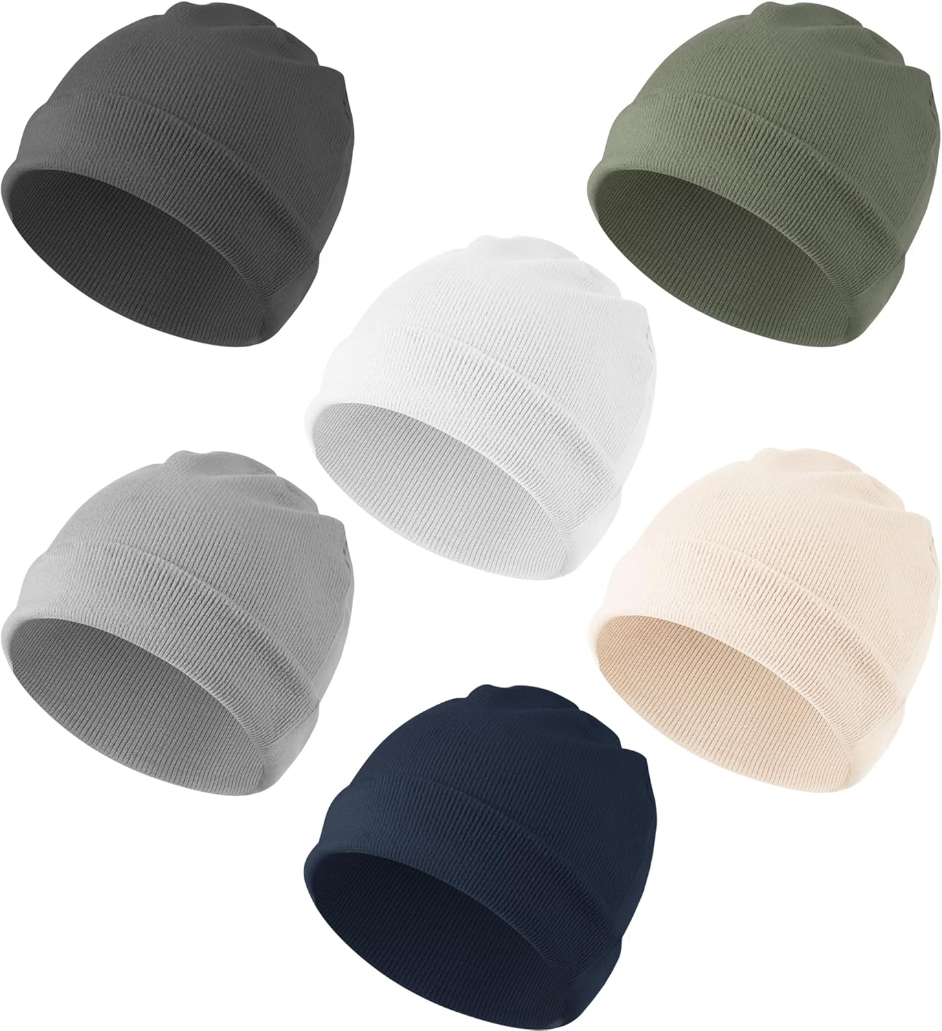 Konssy 6 Pack Baby Beanie Hats for Unisex, Toddler Beanies Baby Girl Boy Hat Warm Cap for Infant
