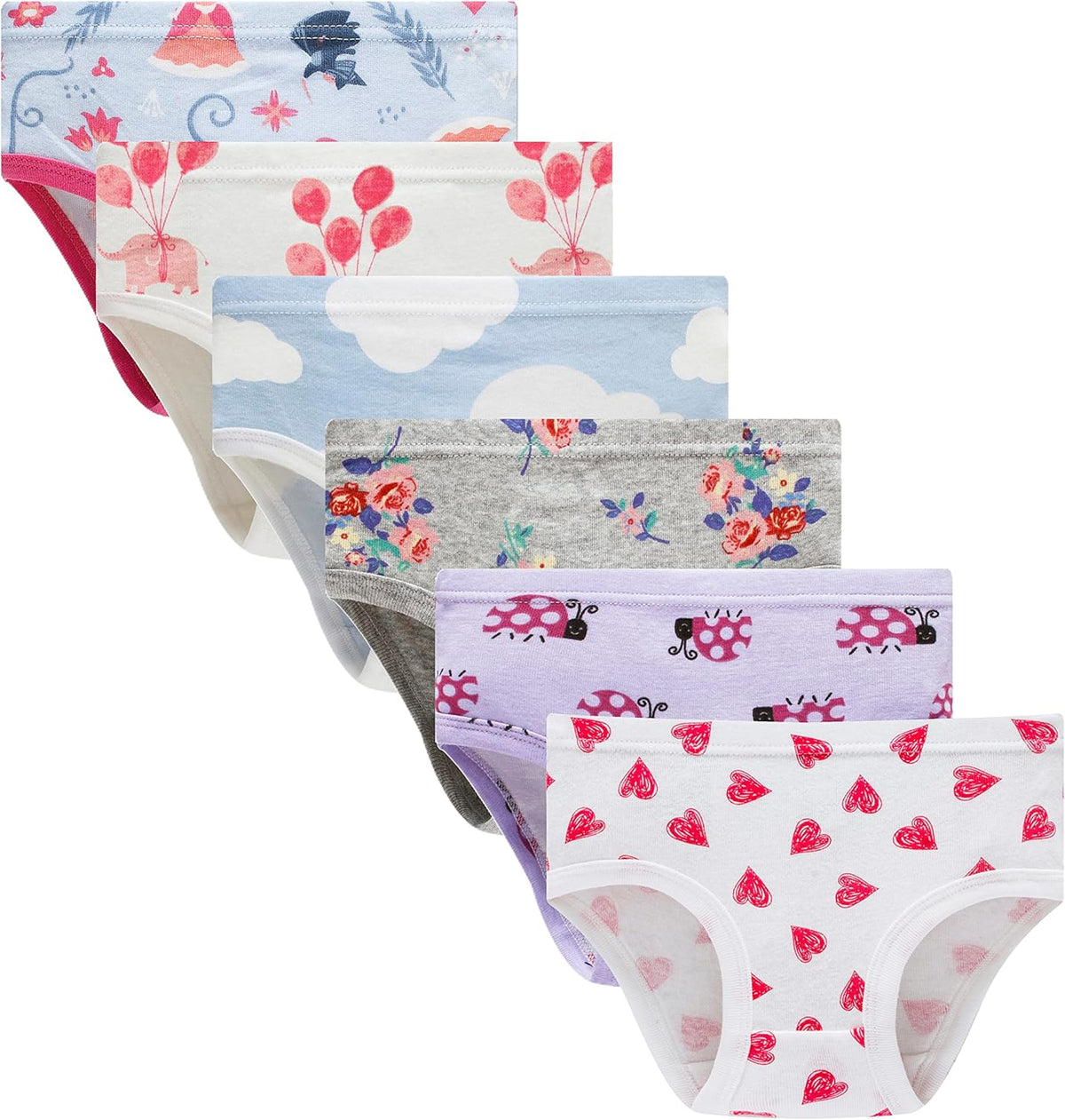 Cadidi Dinos Little Girls' Soft Cotton Underwear Kids Cool Breathable Comfort Panty Briefs Toddler