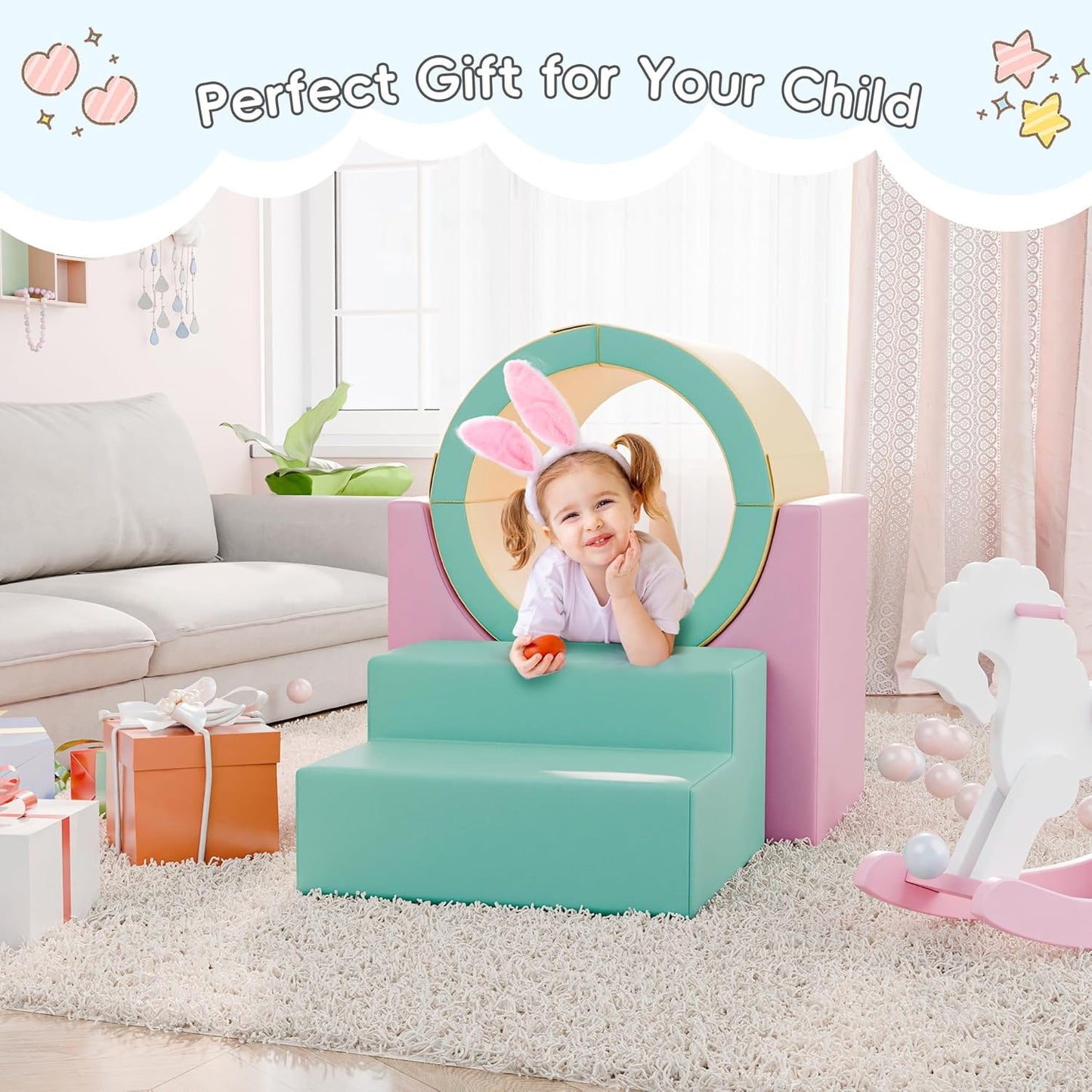 Tunnel/Ramps Foam Climber, Climb & Crawl Foam Activity Play Set for Toddlers and Kids, Safe Indoor