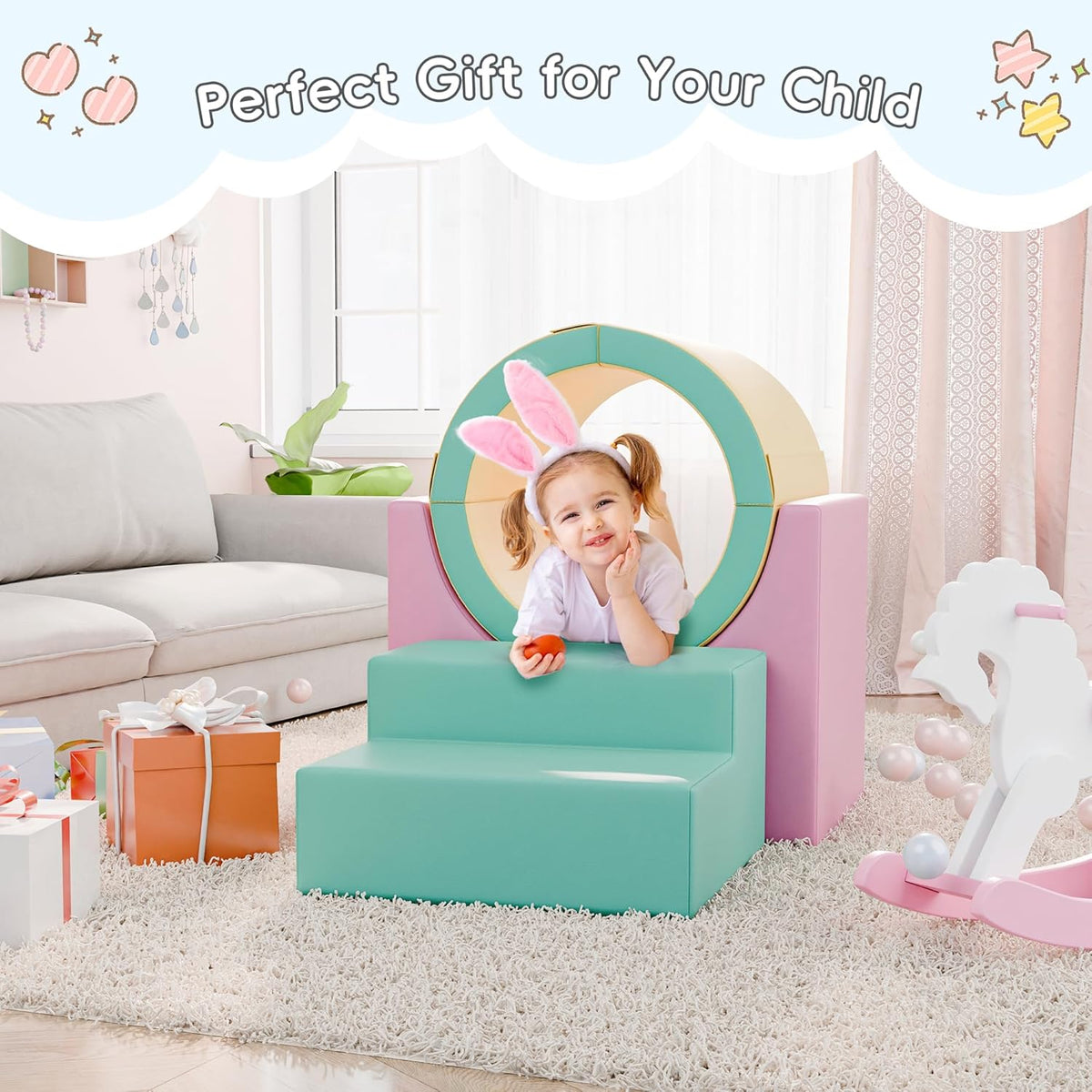 Tunnel/Ramps Foam Climber, Climb & Crawl Foam Activity Play Set for Toddlers and Kids, Safe Indoor