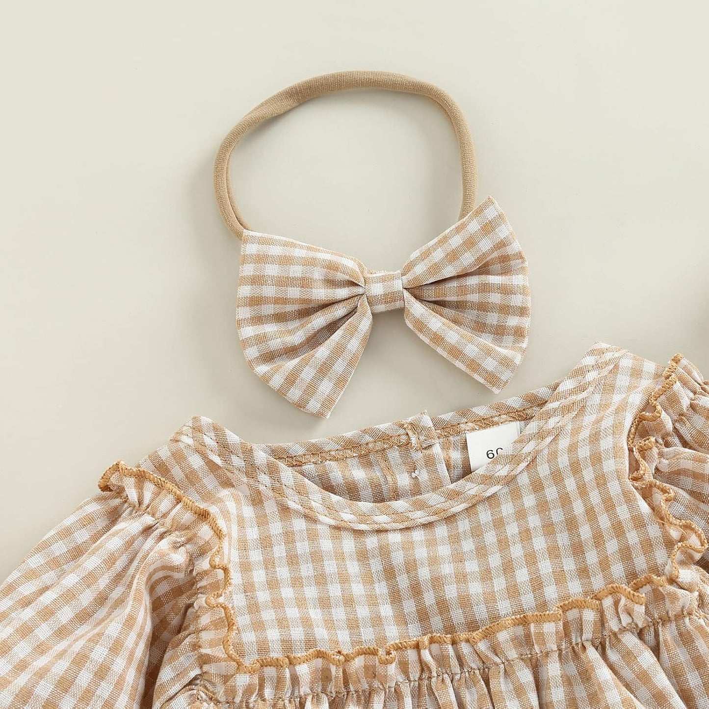 Douhoow Infant Baby Girl Plaid Romper Baby Sweatshirt Romper Ruffle Festival Clothes Fall Winter