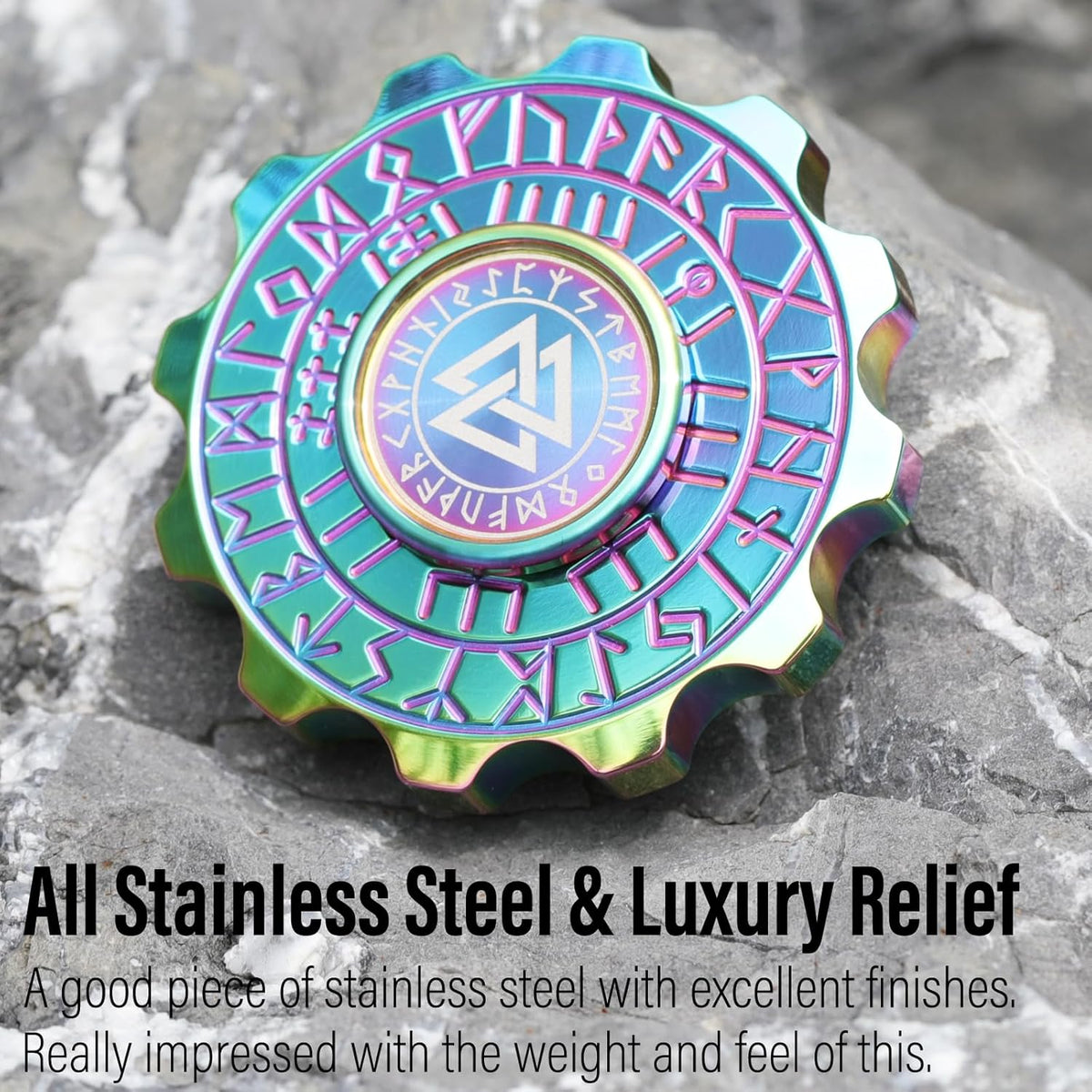 FREELOVE Metal Fidget Spinner, Viking Pirate Haptic Gyro, Heavy Stainless Steel Hand Spinning