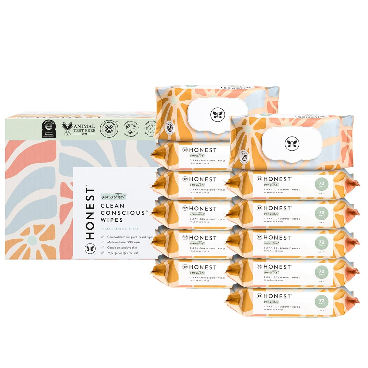 The Honest Company Clean Conscious Multi-Use Wipes | Hypoallergenic + Unscented for Sensitive Skin