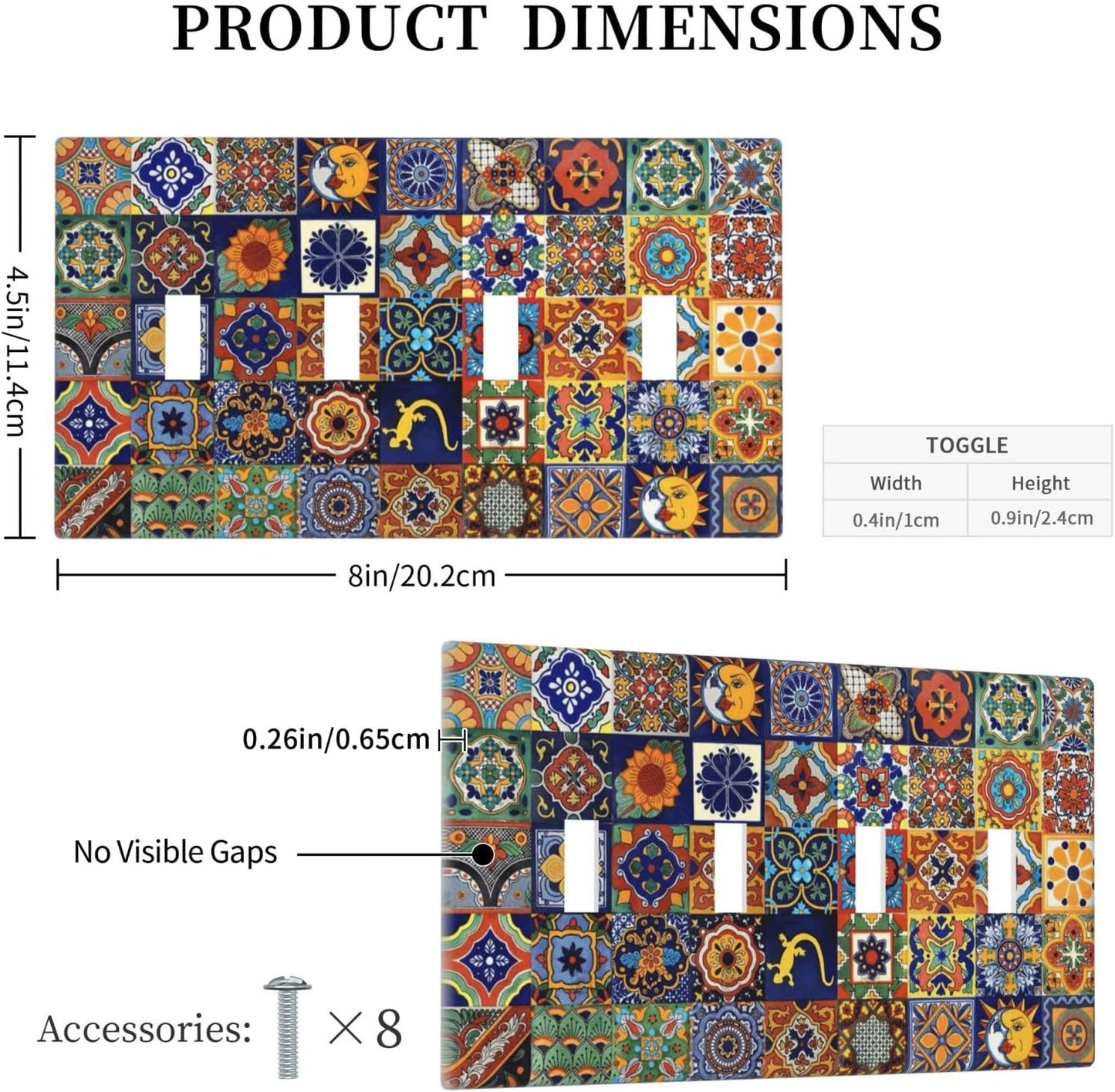 Talavera Mexican Tiles Traditional Color Decoration Print Light Switch Covers Quad Toggle