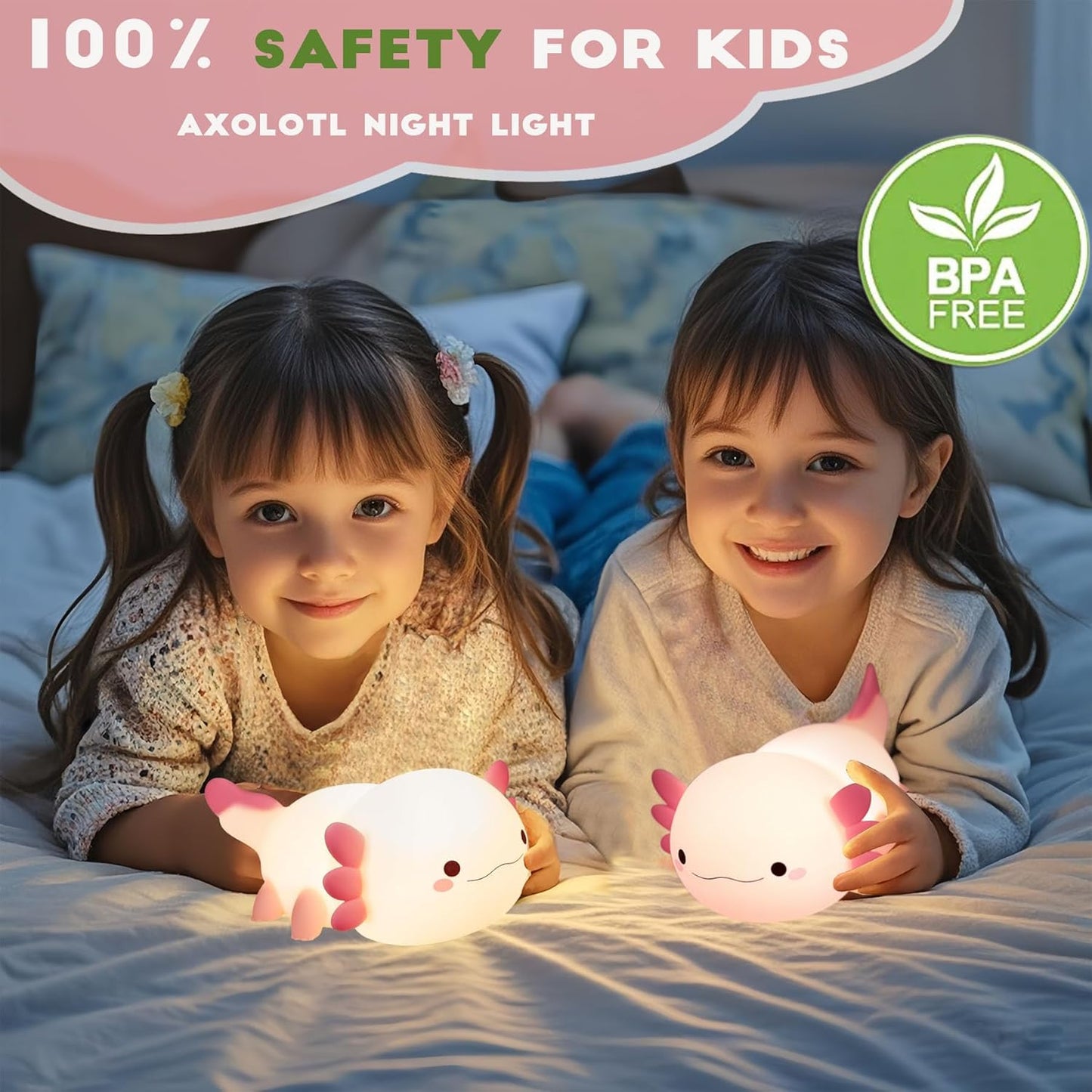 Axolotl Night Light for Kids,Cute Axolotl lamp Gifts Rechargeable light Table Lamp Bedside Lamp,LED