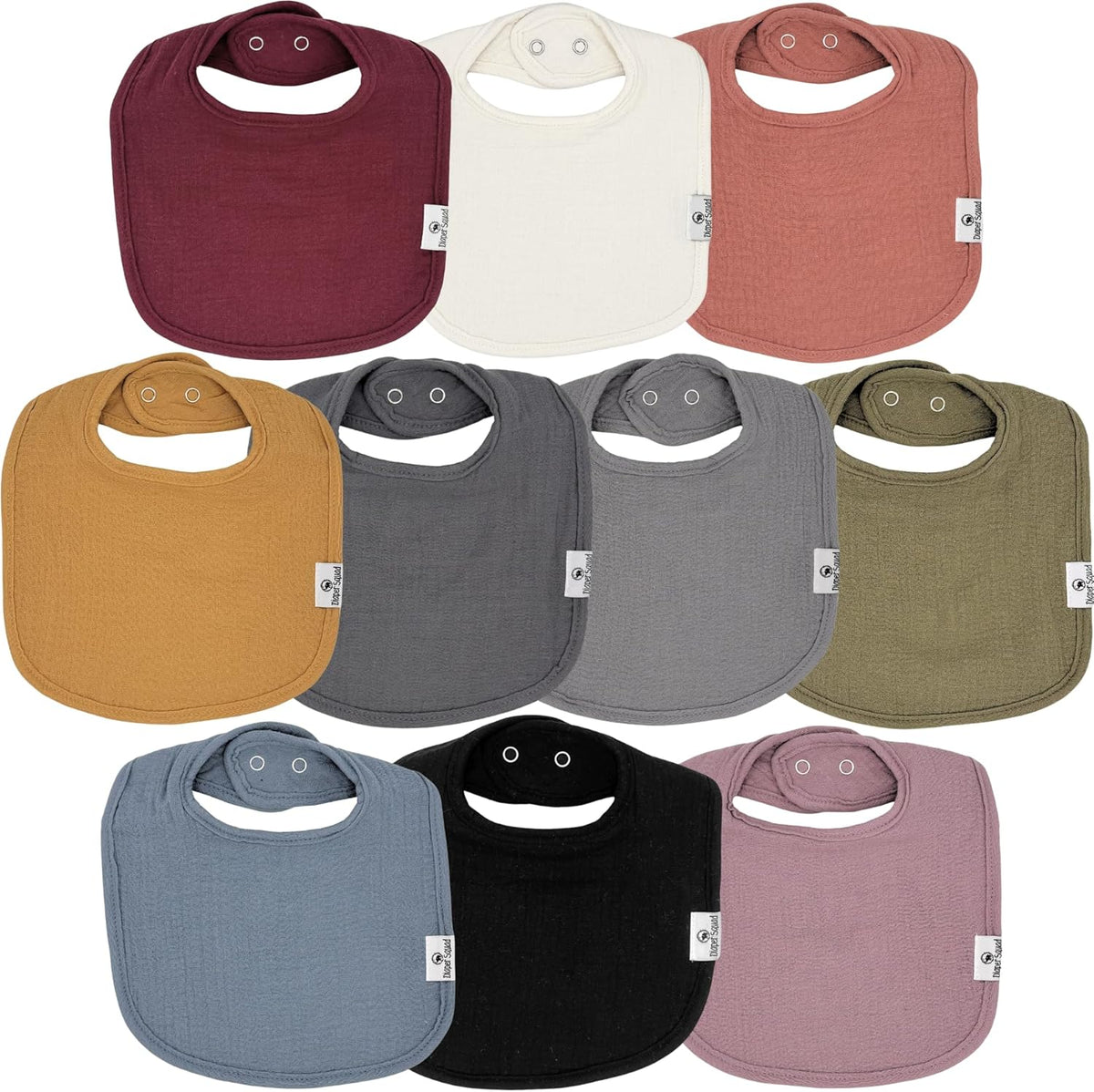 DiaperSquad's Baby Bibs for Drooling and Teething, Bibs for Boys, Baby Girl - Solid Cotton Baby