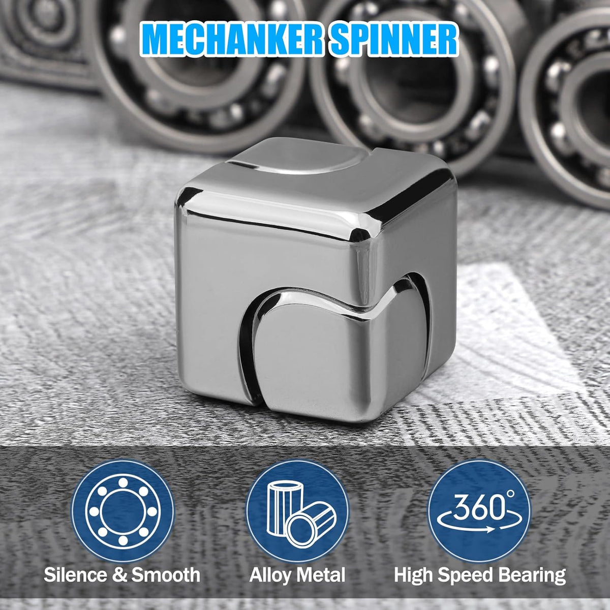 Silver Fidget Spinner for Kids, Fidget Toy, Cool Hand Spinner Gift Toys Autism Sensory Toy Goodie