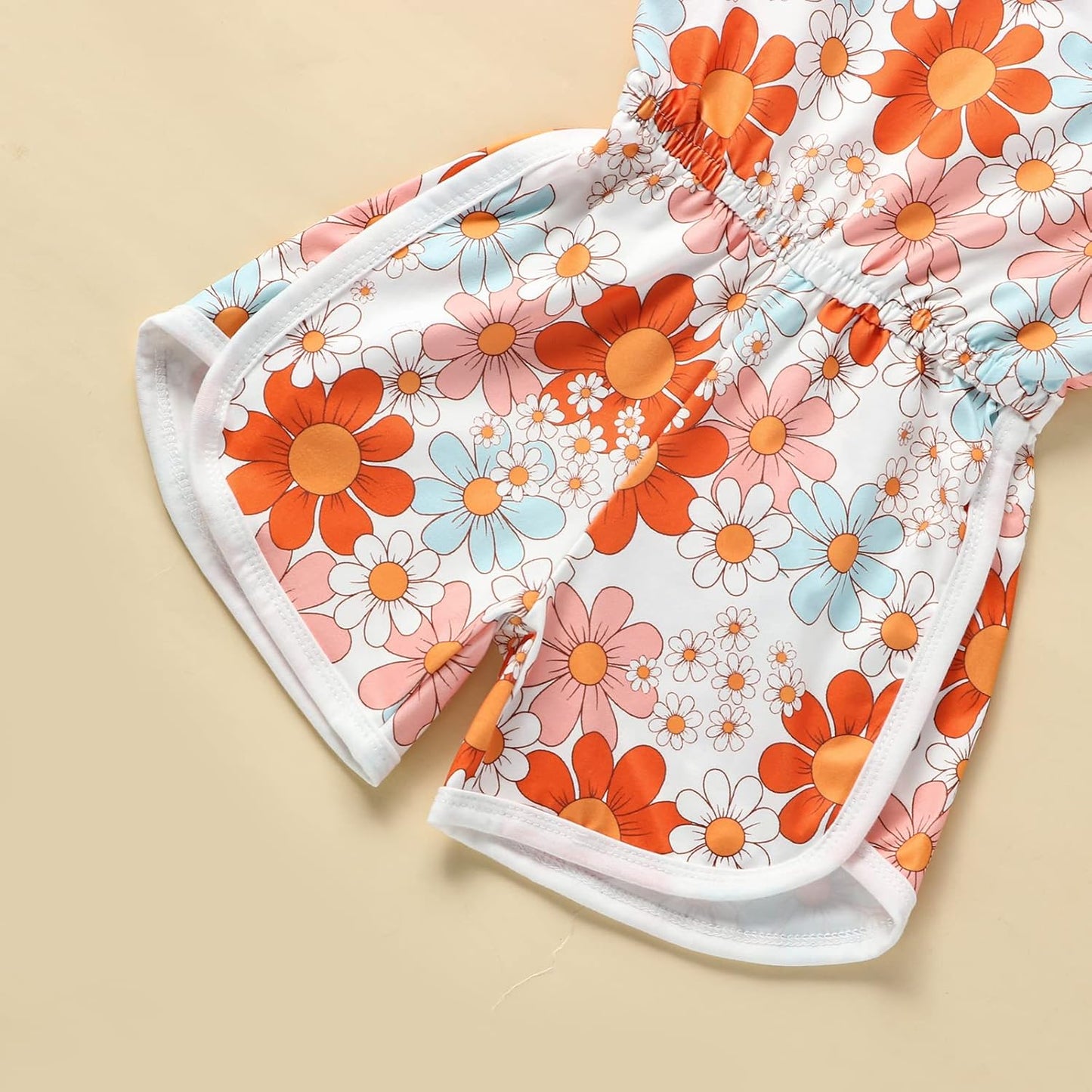 WZTYYDS Toddler Baby Girl Summer Clothes Floral Romper Tie-Up Strap Halter Jumpsuit Infant Summer