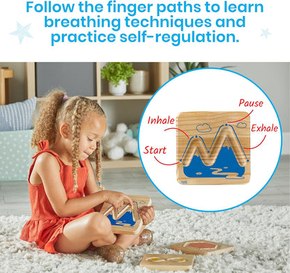 hand2mind Wooden Mindful Maze Set, Tactile Sensory Toys for Toddlers, Anxiety Relief Items, Calm