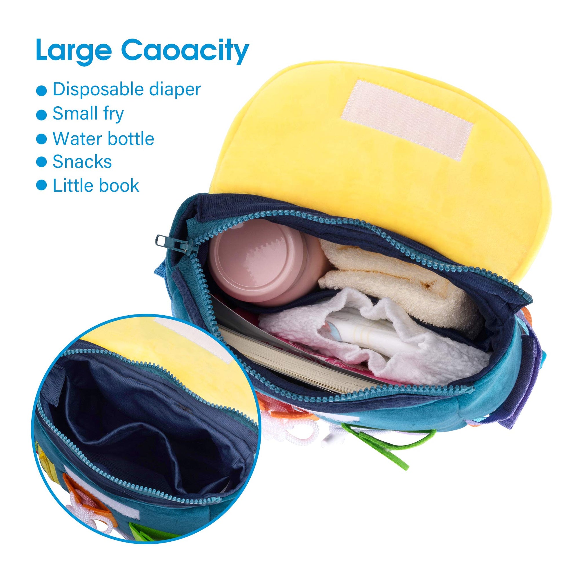 Busy Board - Toddler Backpack with Buckles and Learning Activity Toys - Develop Fine Motor Skills