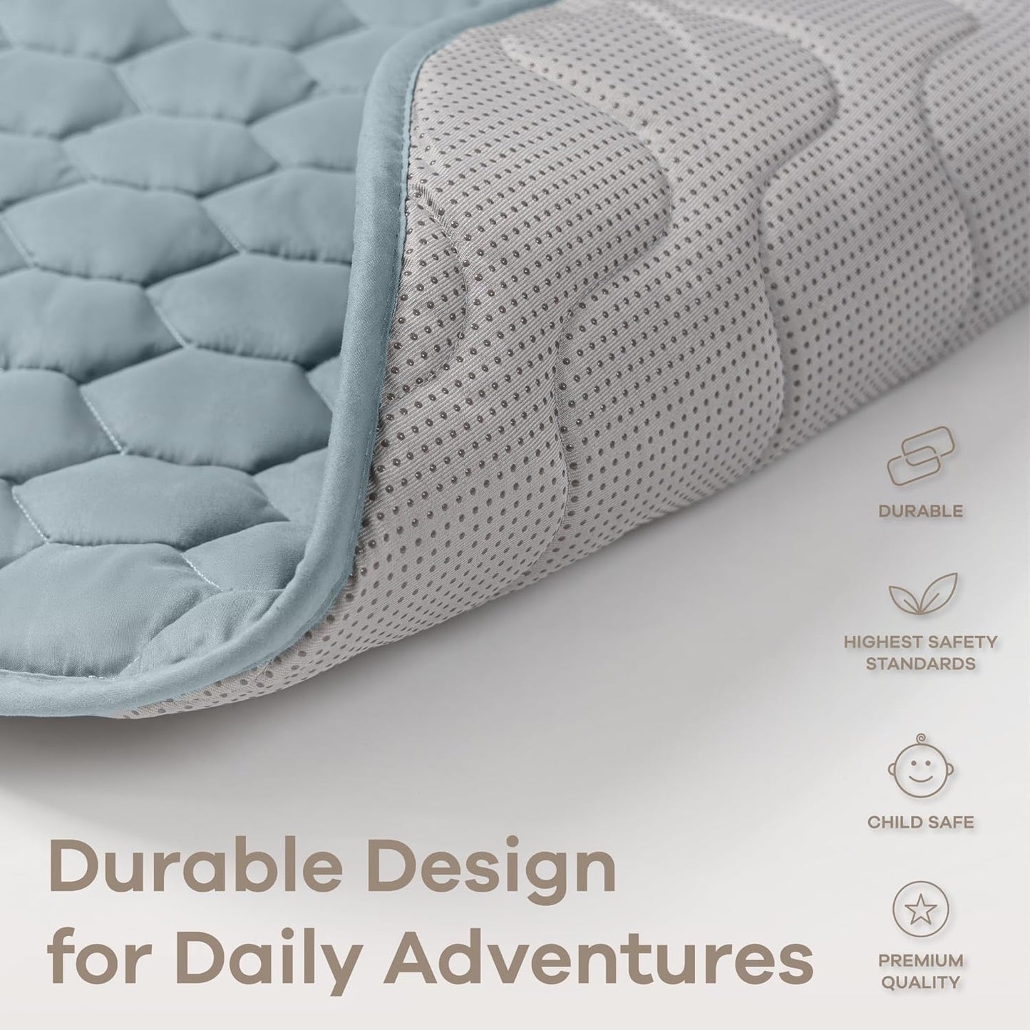 Comfy Cubs Rectangle Kids Play Mat - Medium 48 x 72 inches Soft Quilted Baby Floor Mat with