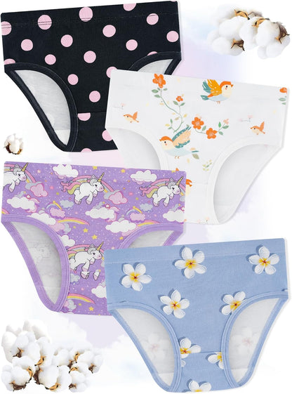 Girls' Underwear,Soft Cotton Tagless Panties for Toddlers' & Little Kids' Comfort,Breathable