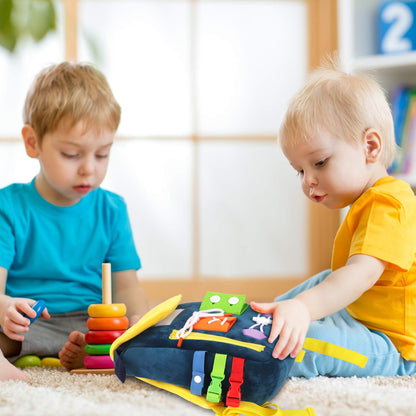 Busy Board - Toddler Backpack with Buckles and Learning Activity Toys - Develop Fine Motor Skills