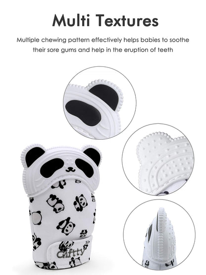 Giftty Baby Teething Mitten Panda Hand Teether Soothing Glove Wearable Teething Toy with Crinkle