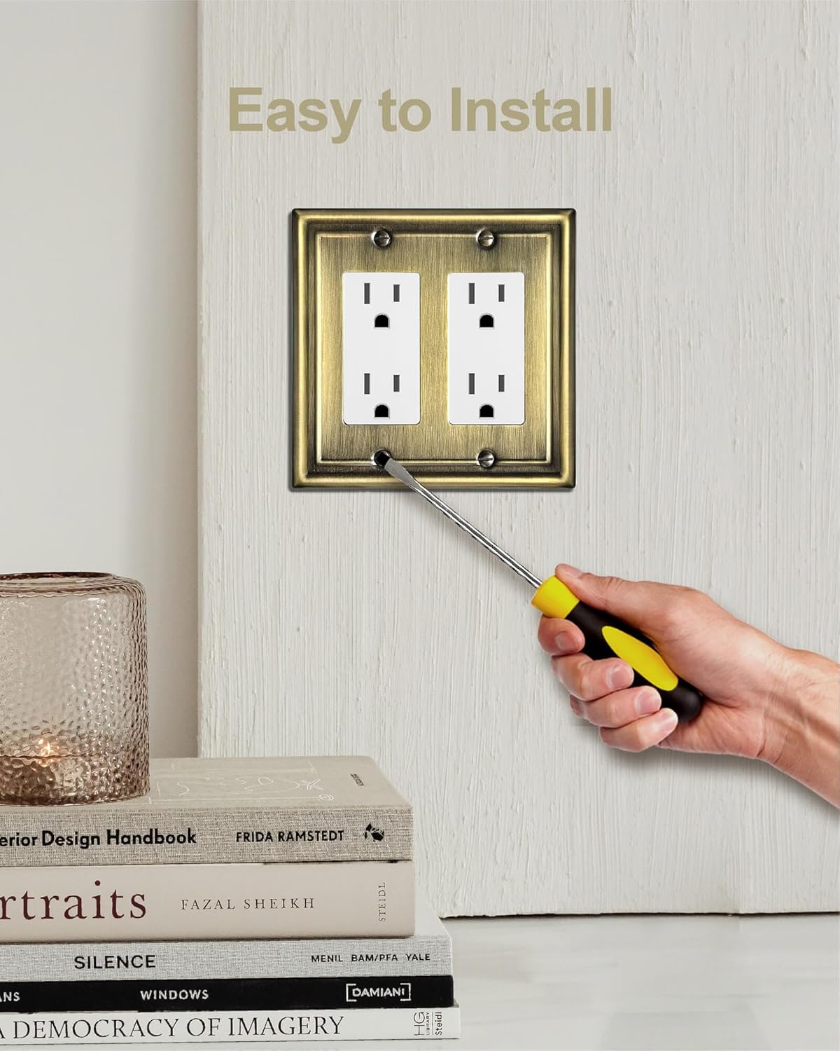 Double Decorator Wall Plates,Metal Electrical Outlet Covers for Receptacles, Dimmer Switches, GFCI