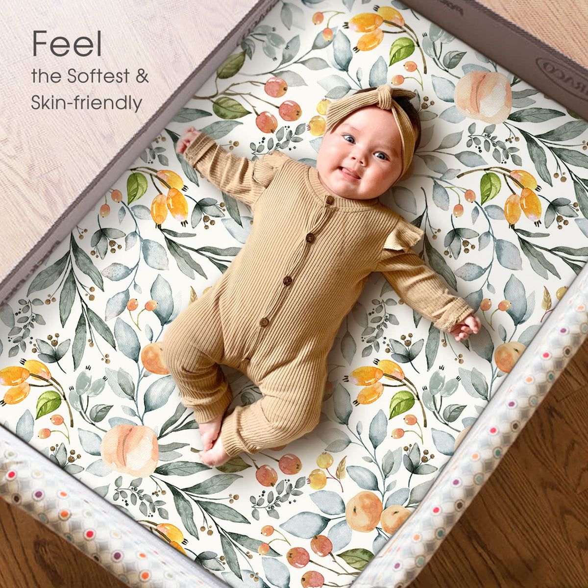 GRSSDER Stretchy Ultra Soft Jersey Knit Fitted Pack n Play Sheets Set 2 Pack, Portable/Mini Crib