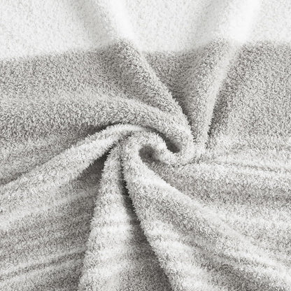 WRENGONGE Light Grey Throw Blanket, 50x70 Soft Cozy Striped Throw Blankets for Couch, Sofa, Bed