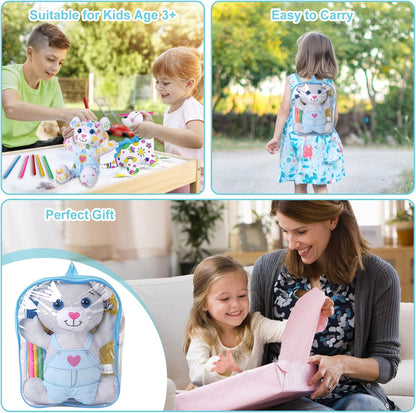 Coloring Plush Toy with 5 Washable Markers for Little Girls Doodle Dolls for Kids Ages 4-6 Birthday
