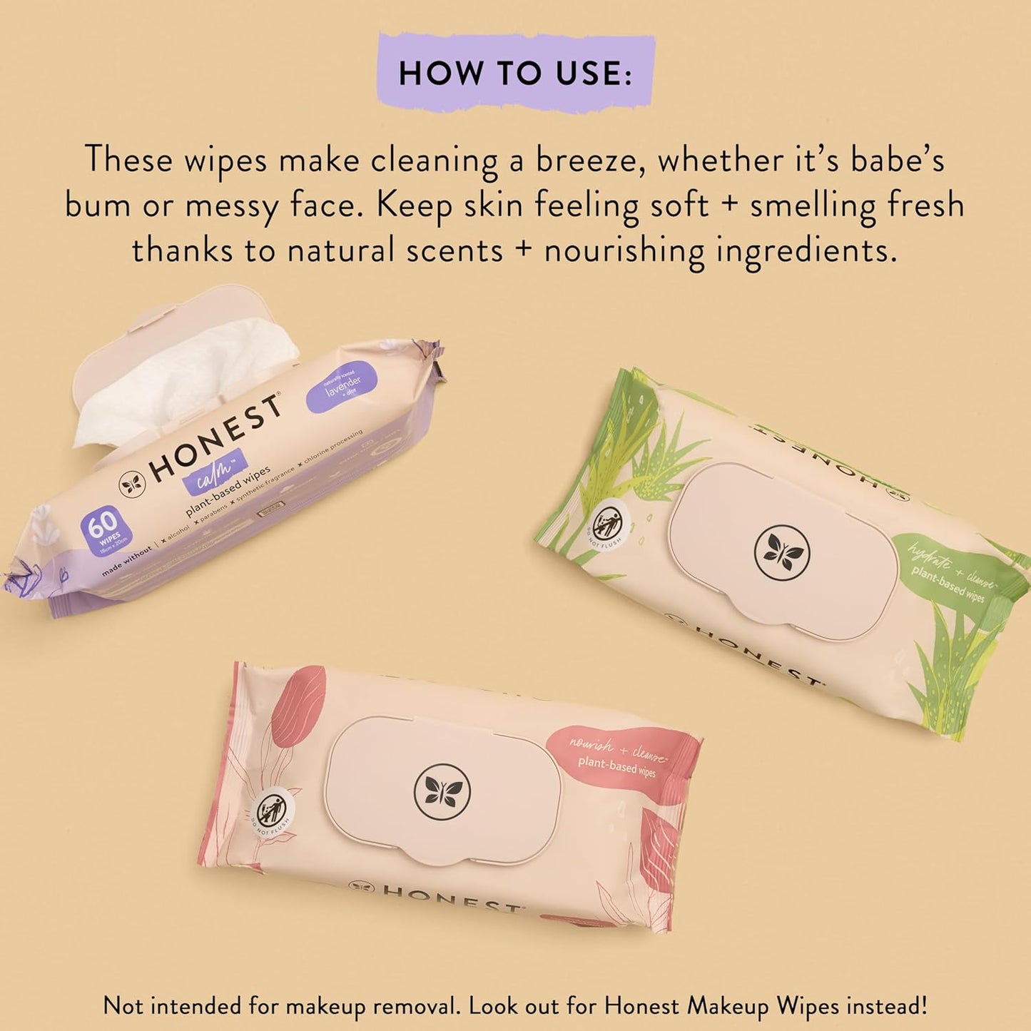 The Honest Company Calm + Cleanse Naturally Scented Wipes | Cleansing Multi-Tasking Wipes | 99%