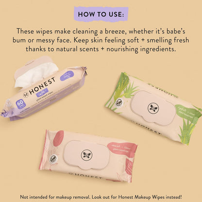 The Honest Company Calm + Cleanse Naturally Scented Wipes | Cleansing Multi-Tasking Wipes | 99%
